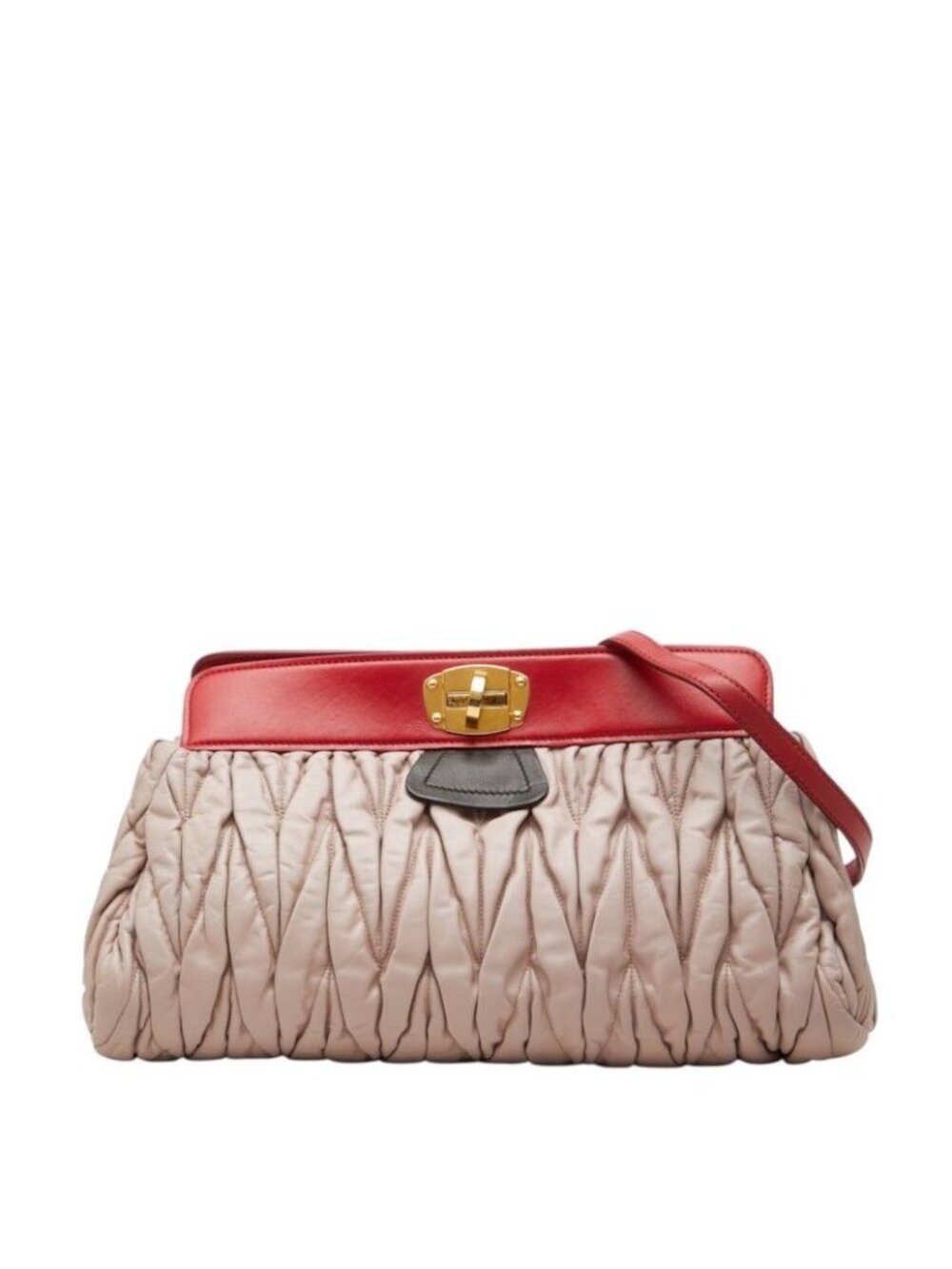 Miu Miu Matelasse Crossbody Shoulder Bag Pink Beige Red Leather